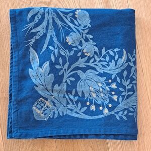 Pottery Barn Blue Floral Tablecloth Square 100% Cotton